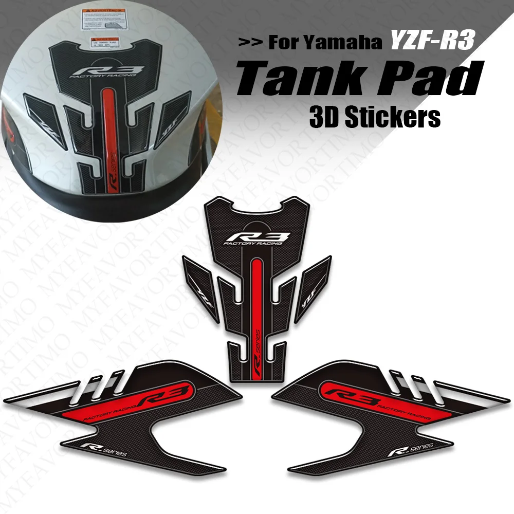 YZF R3 motorcycle Accessories Decals Side Grips Gas Fuel Oil Kit Protector Knee For Yamaha YZF-R3 YZFR3 Tank Pad Stickers