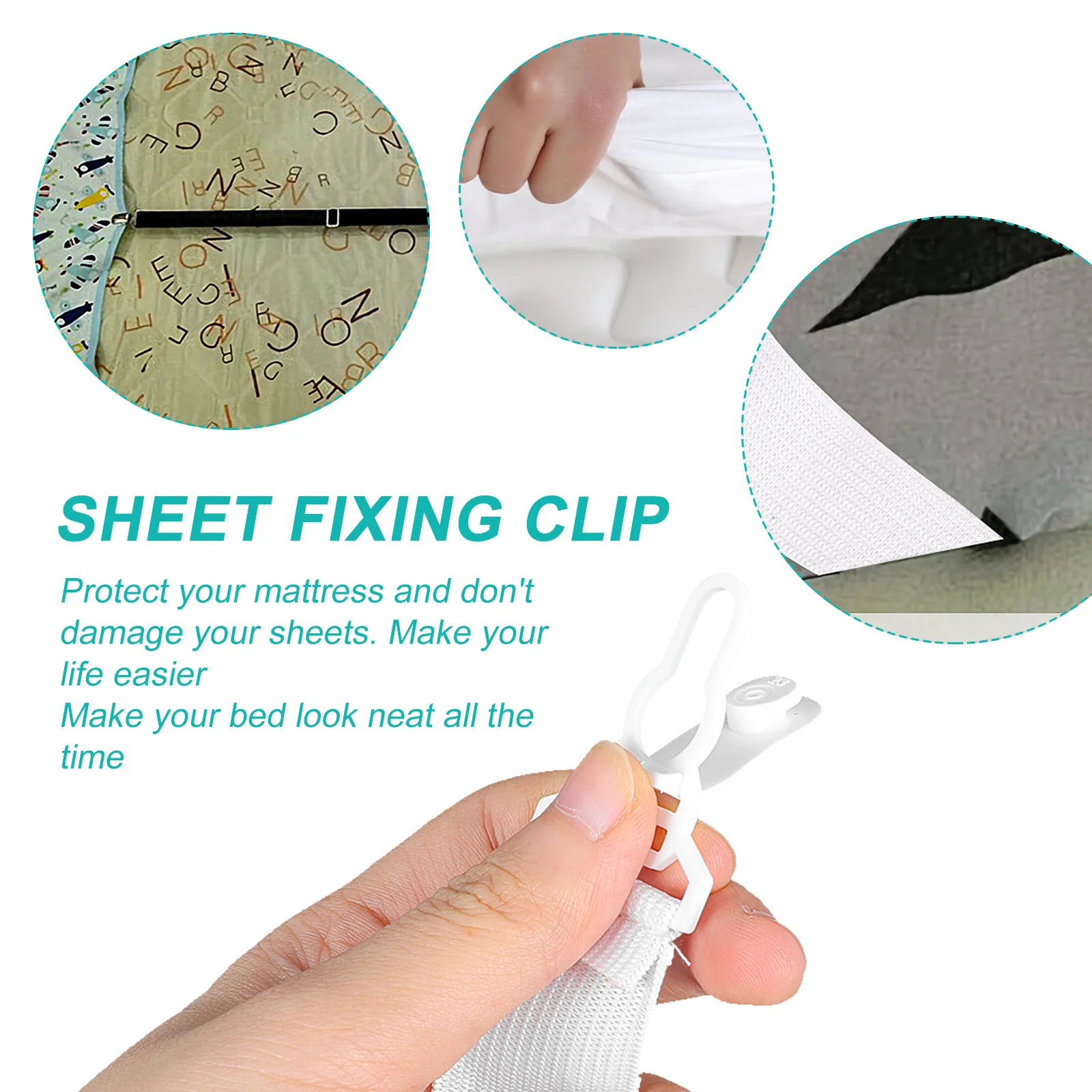 

16Pcs Premium Sheet Clips Strap Bed Sheet Fasteners Strong Elastic Band Mattress Clip for Comforter Ironing Board Cover