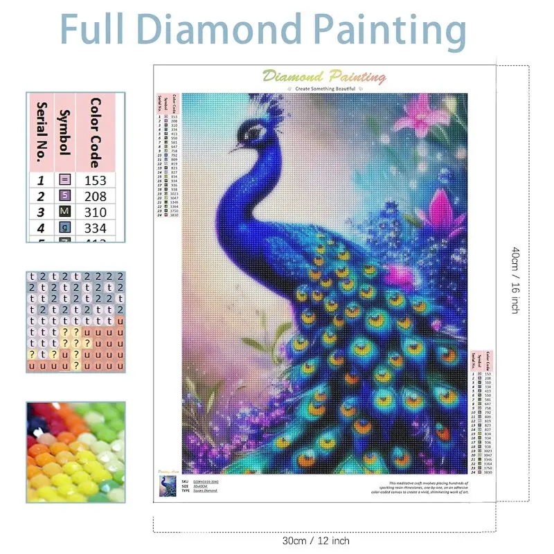 GATYZTORY Diamond Embroidery Animal Peacock Diy Diamond Mosaic Flower Complete Kit Home Decor Handmade Gift