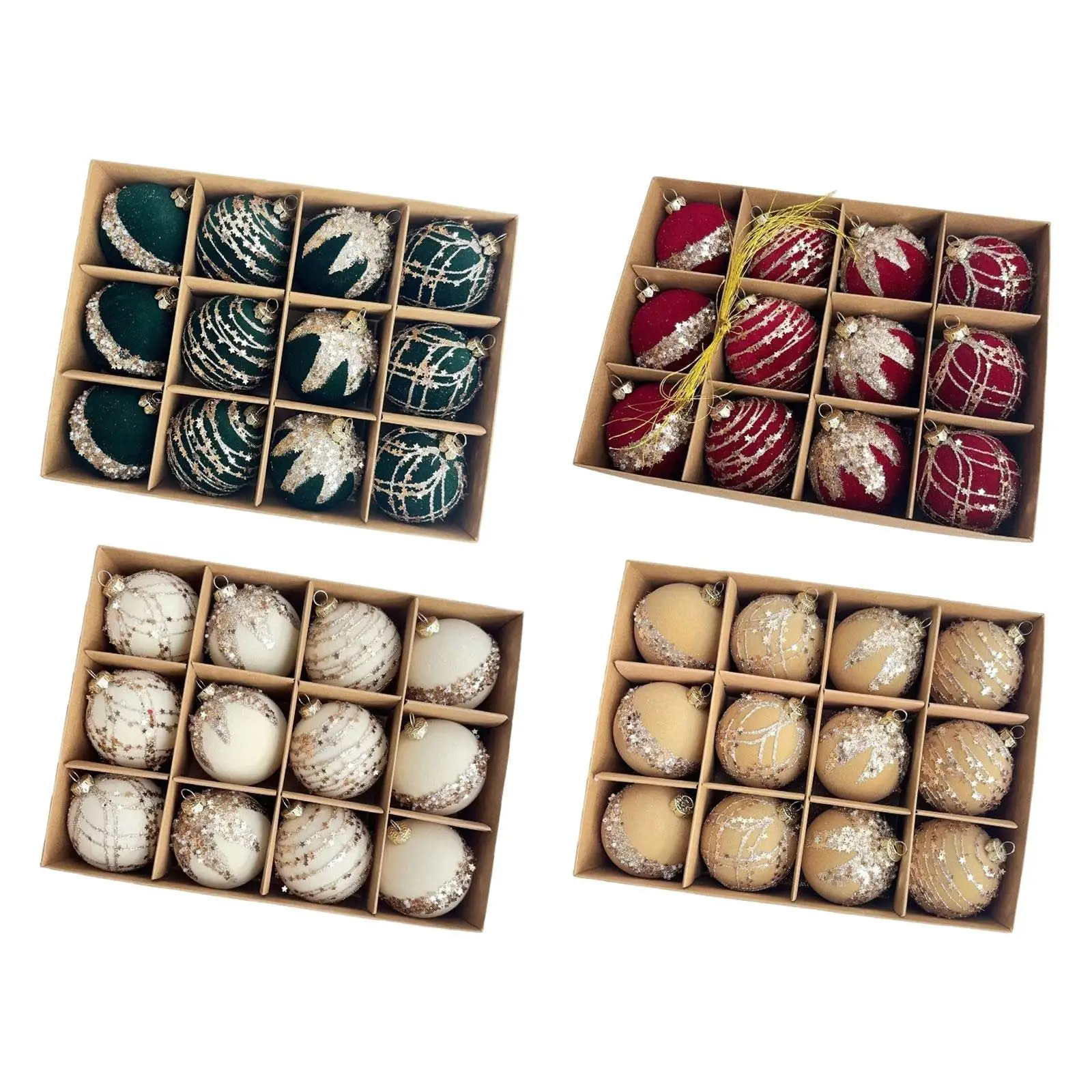 Christmas Hanging Ball Ornaments Flocking Material Xmas Tree Pendant for Festive Home and Garden Decor