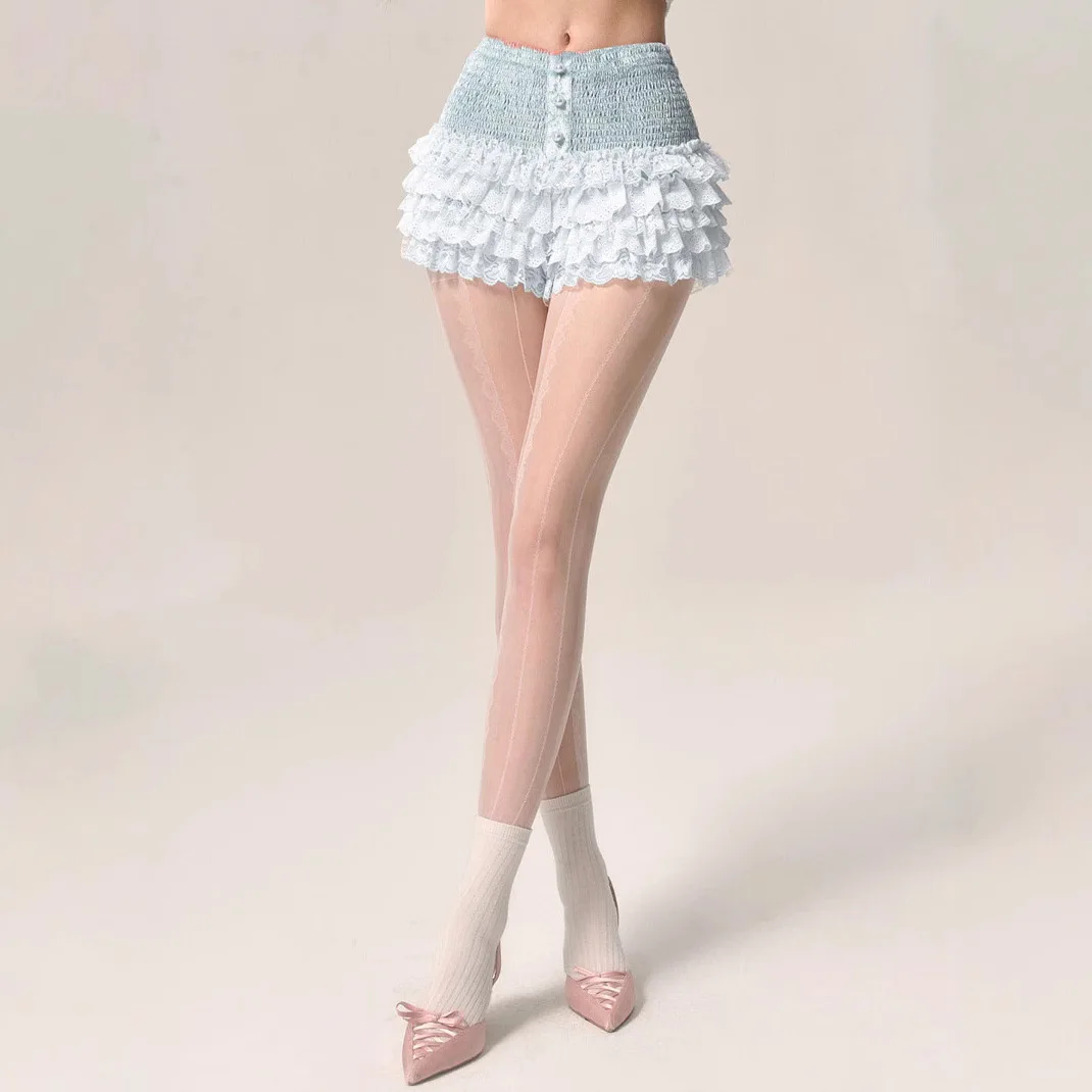 Sweetheart Hot Girl Lace Shorts Skirts Pure Desire Women Summer New Cake Skirt High Waisted Millennium Style Y2K Safety Shorts