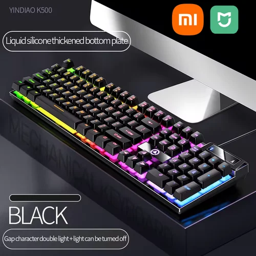 Teclado con cable para juegos K500, bloqueo de Color, sensación mecánica luminosa, botones ergonómicos, accesorios de computadora de escritorio y portátil, nuevo
