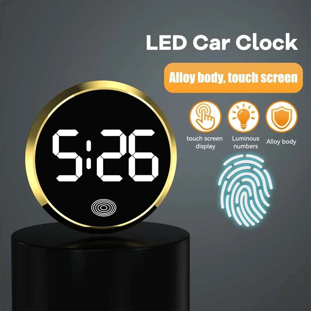 New Car LED Digital Clock Mini Luminous Stick-On Watch Automobiles Internal Clocks Auto Ornament Car Interior Parts Accessories