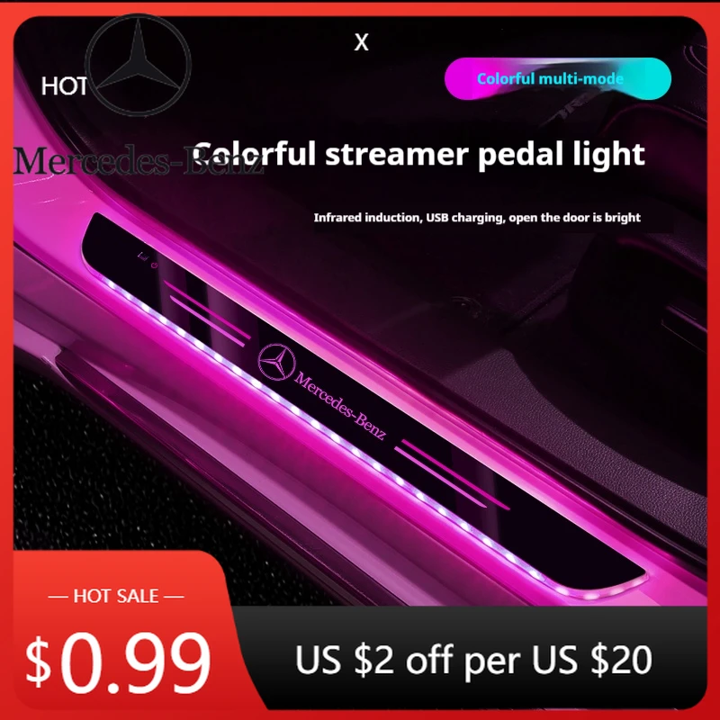 

Car Sticker Car LED Wireless Welcome Pedal Light Door Sill Light For Mercedes-Benz AMG A C E V Class Sprinter GLC ML SLK SL Vito