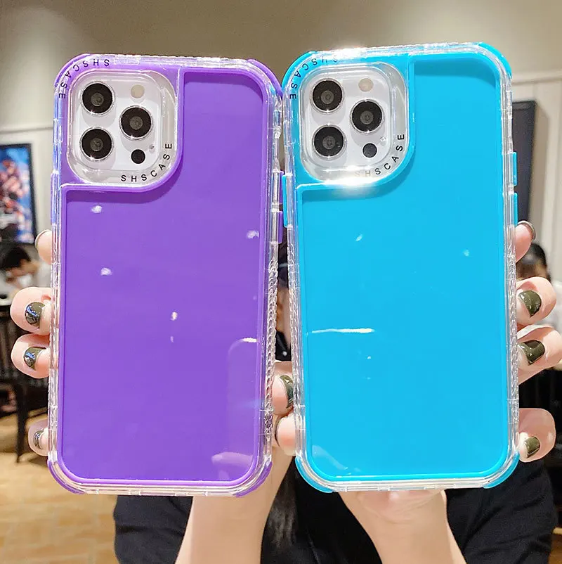 

10pc Dual Layer Shockproof Bumper Candy Color Phone Case For iPhone 13 12Pro 12Mini 11 11Pro Max XR X Max 7 8 Plus SE Back Cover