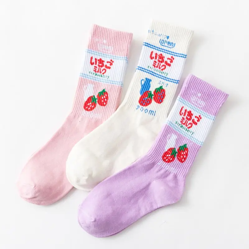 New Japanese Sweet Women's Socks Funny Cream Candy Color Milk Strawb