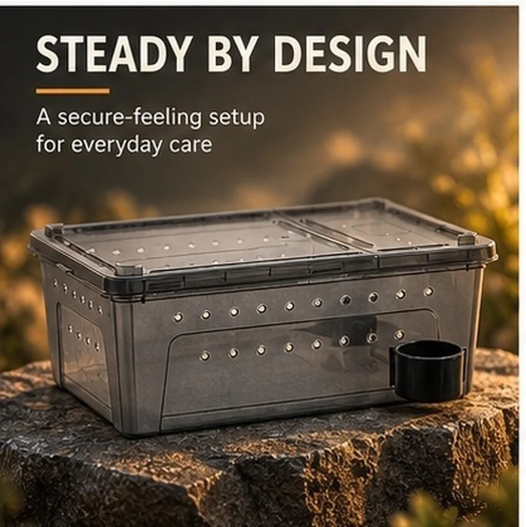 Large Transparent Reptile Breeding Box Semi-Black Finish for Privacy Lizard Habitat Snake Terrarium Gecko Tank Frog Spider