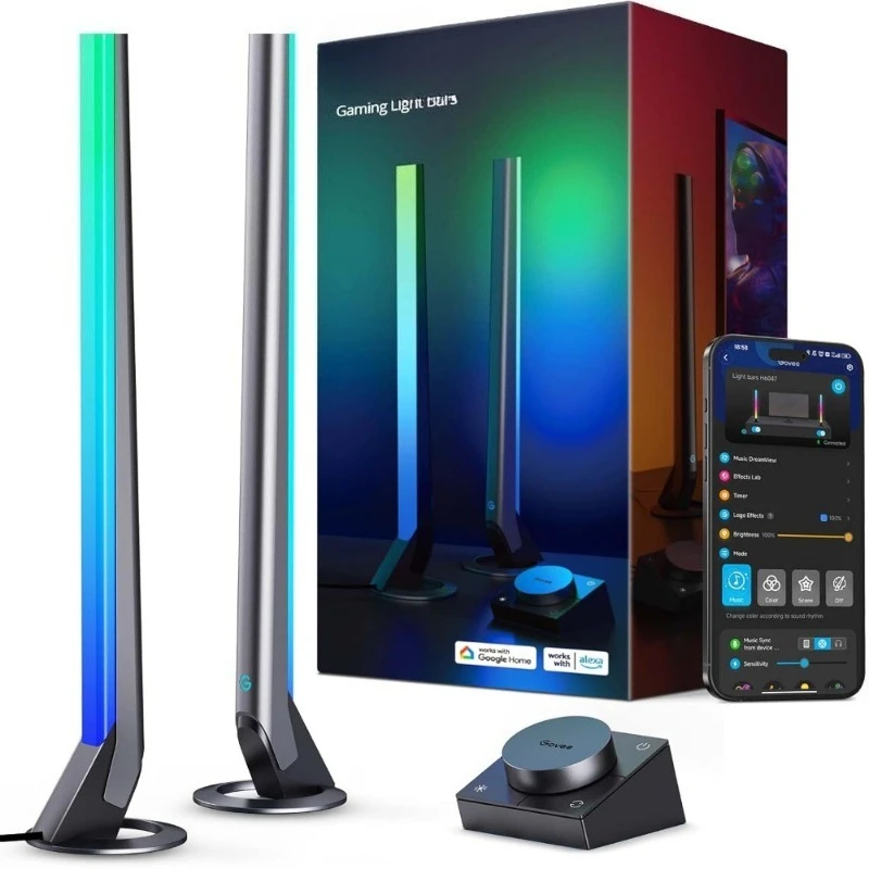 

Игровые светодиодные RGBIC-панели с умным контроллером, Wi-Fi, синхронизацией музыки, 60+ режимами сценариев, поддержкой Alexa и Google Assistant для декора игровой комнаты