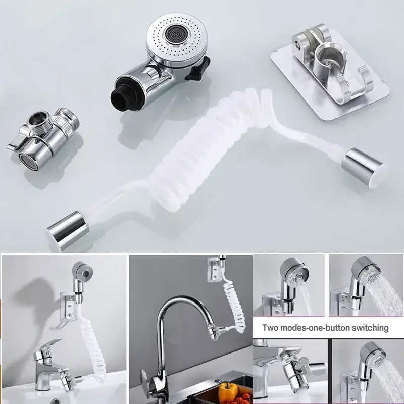 New Handheld Faucet Diverter Valve Shower Head for Home Bathroom Kitchen Faucet Adapter Set Adjustable Diverter Valve
