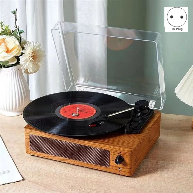 

A99E-Wooden Vinyl Record Audio Player Bluetooth Record Player Multi-Functional Vintage Turntable Phonograph