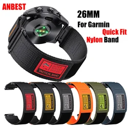 QuickFit 26mm Nylon Strap For Garmin Fenix 7X Pro 6X Pro/Epix Pro Gen 2 51mm 47mm/Fenix 5XPlus Tactix Braided  Mk1/Mk2 Watchband