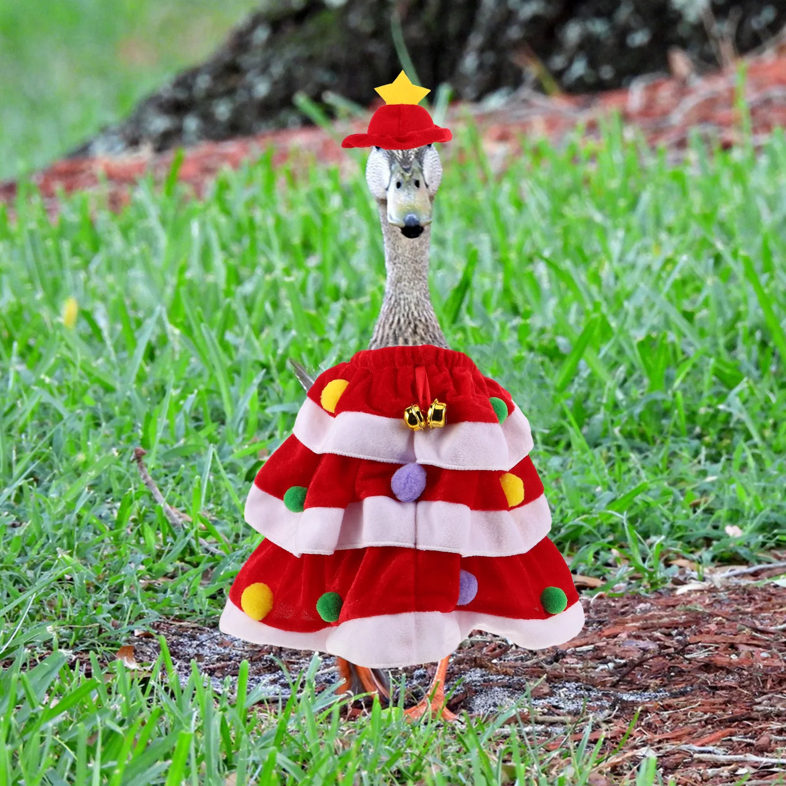 

1 set Christmas Porch Goose Outfit 17-23" Holiday Lawn Goose Costume Soft Comfortable Garden Patio Wedding Decoration