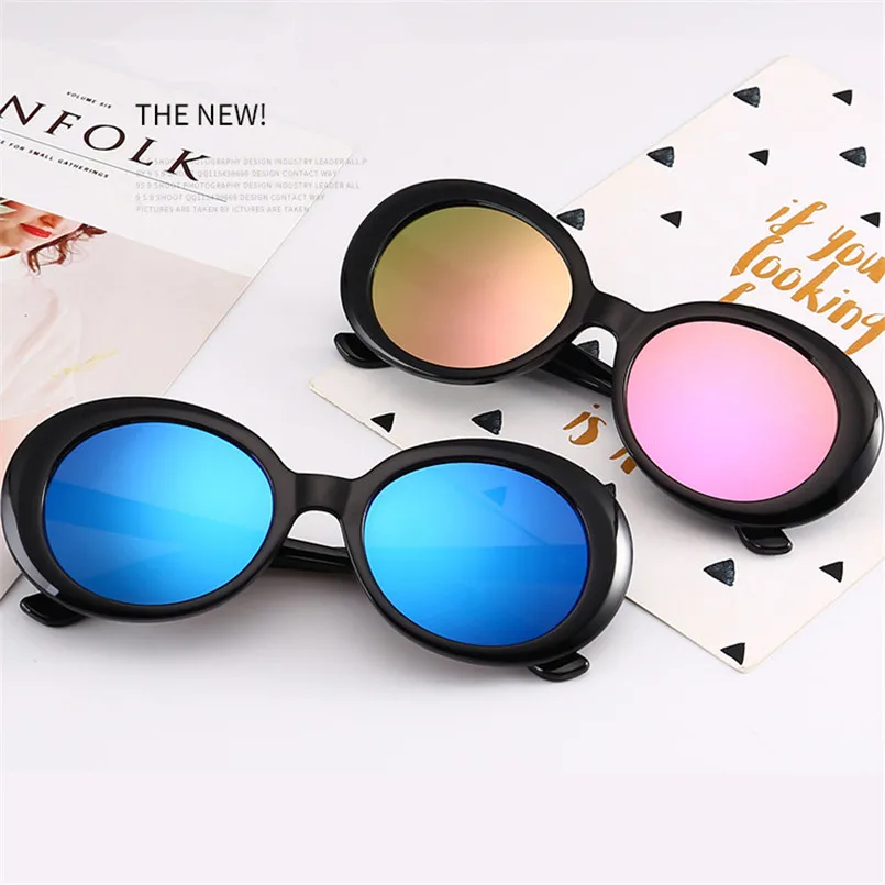 

Fashion Sunglasses Oval Mirror Eyewear Plastic Frame UV400 Protection Vintage Eyeglasses for Women Men De Sol Black