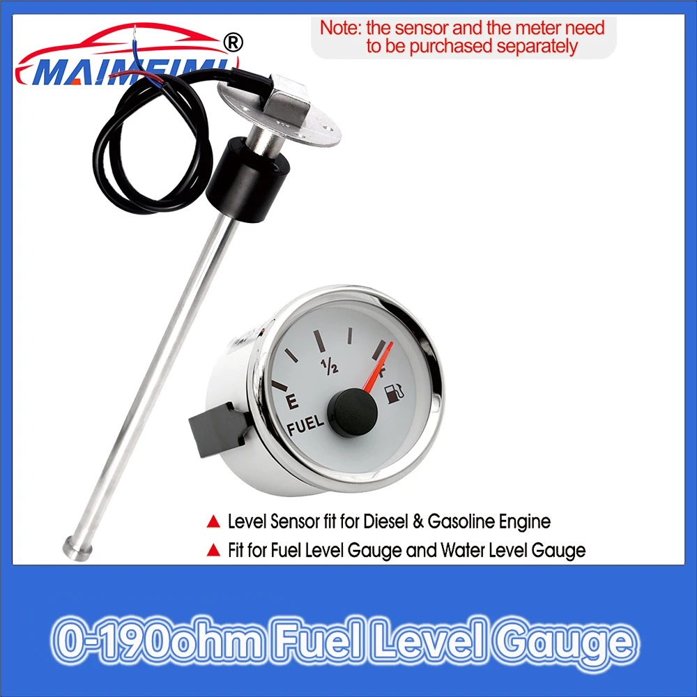 0-190ohm Fuel Level Gauge Boat Car Fuel Sending Unit with 100-550mm Stainless Steel Marine Fuel Level Gauge Sensor for Car Boat