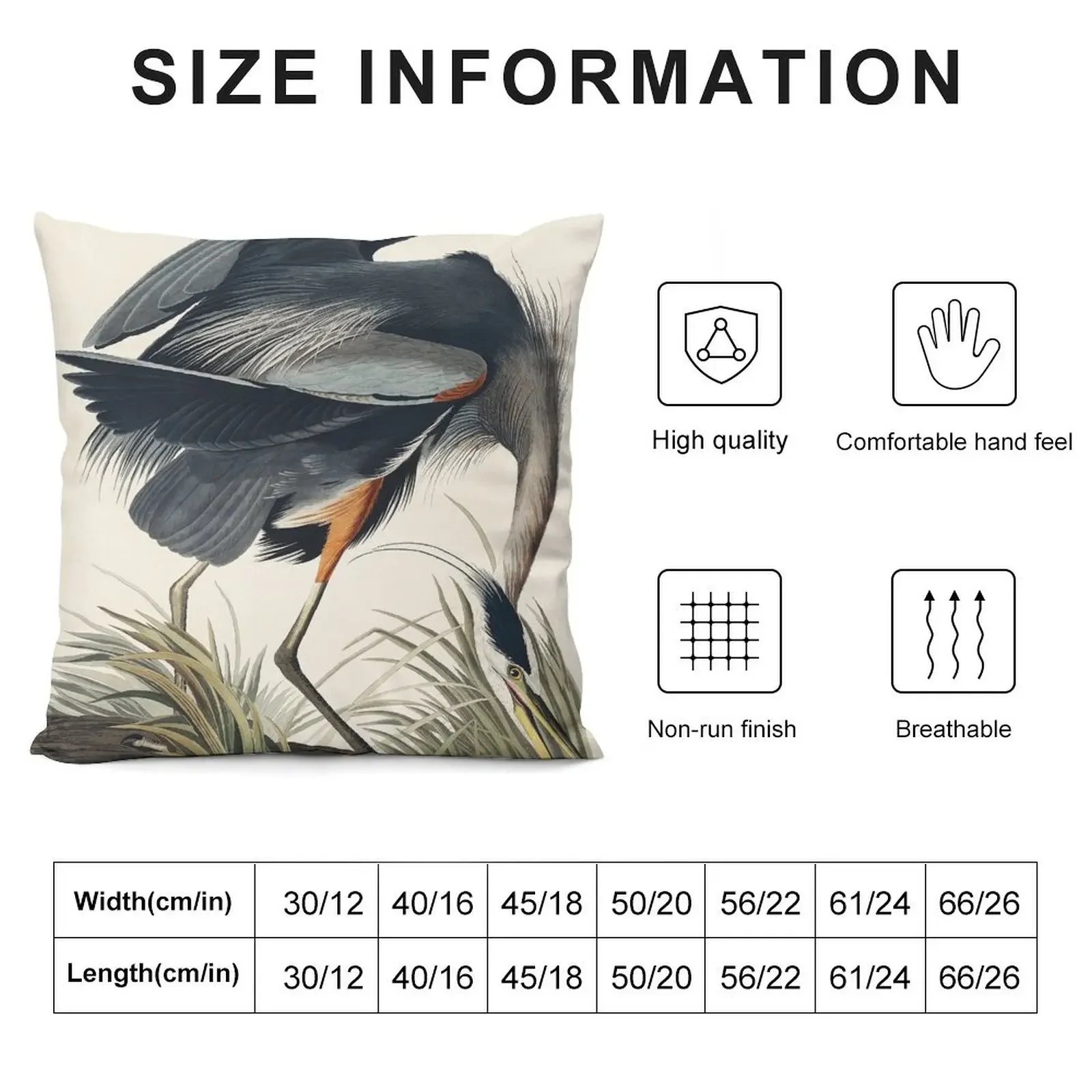 Great Blue Heron by John James Audubon Throw Pillow Sofa Cushions Covers Christmas Pillowcase pillow