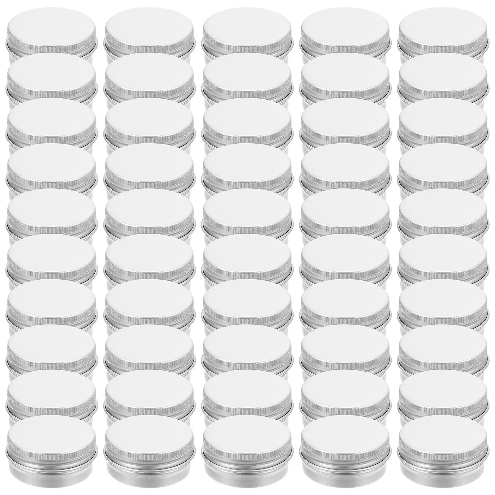 

50 Pcs Aluminum Box Skincare Travel Containers Small Metal Round Empty Silver Cream Portable Leak Proof Refillable Cosmetics