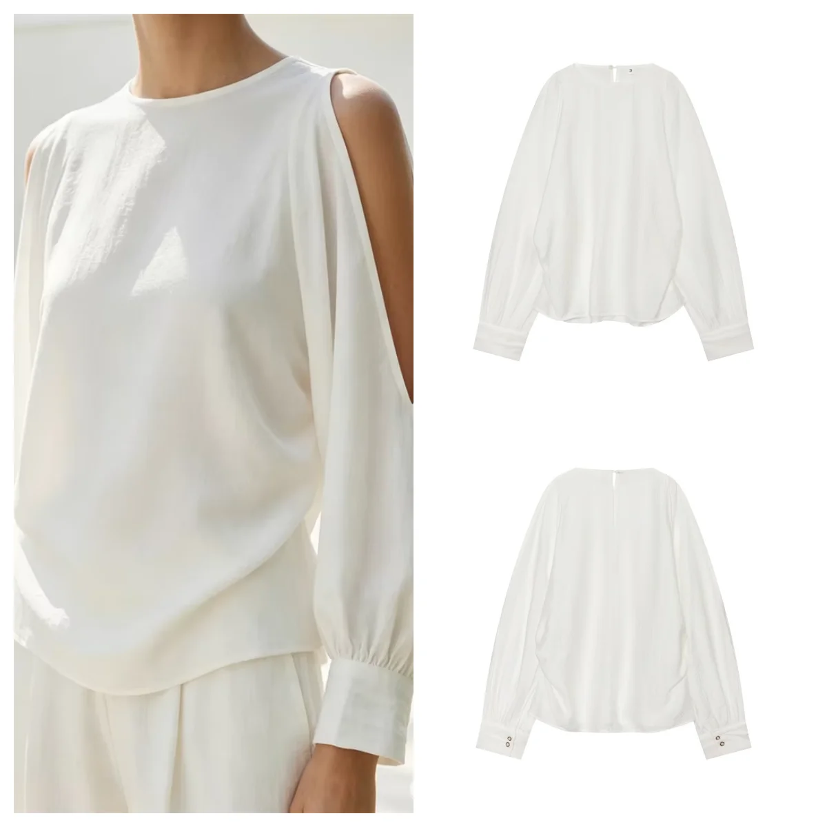 Guobioziy Women's Shirt 2026 Summer New Round Neck Slit Sleeve Side Gathers Blouses Fashion Casual Female Simple Commute Tops