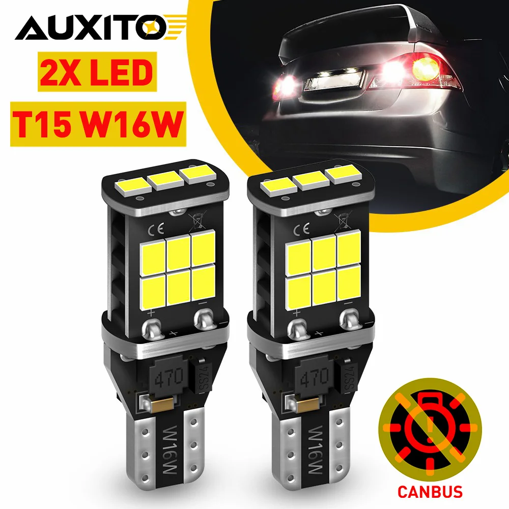 AUXITO 2 шт. Canbus T15 светодиодные фонари W16W WY16W задние резервные фонари заднего хода 912 921 T10 W5W 5W5 светодиодные лампы для салона автомобиля