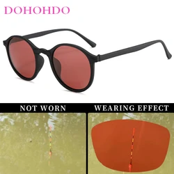 2024 New Vintage Round Red Lentes Polarized Sunglasses Fishing Women Men Night Vision Sun Glasses UV400 Eyewear Driving Retro