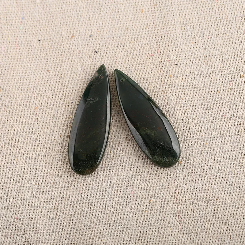 B&F Water Drop Moss Agate Earring Beads, Handmade Natural stones beads, Polished Stones for jewelry Making Supplies