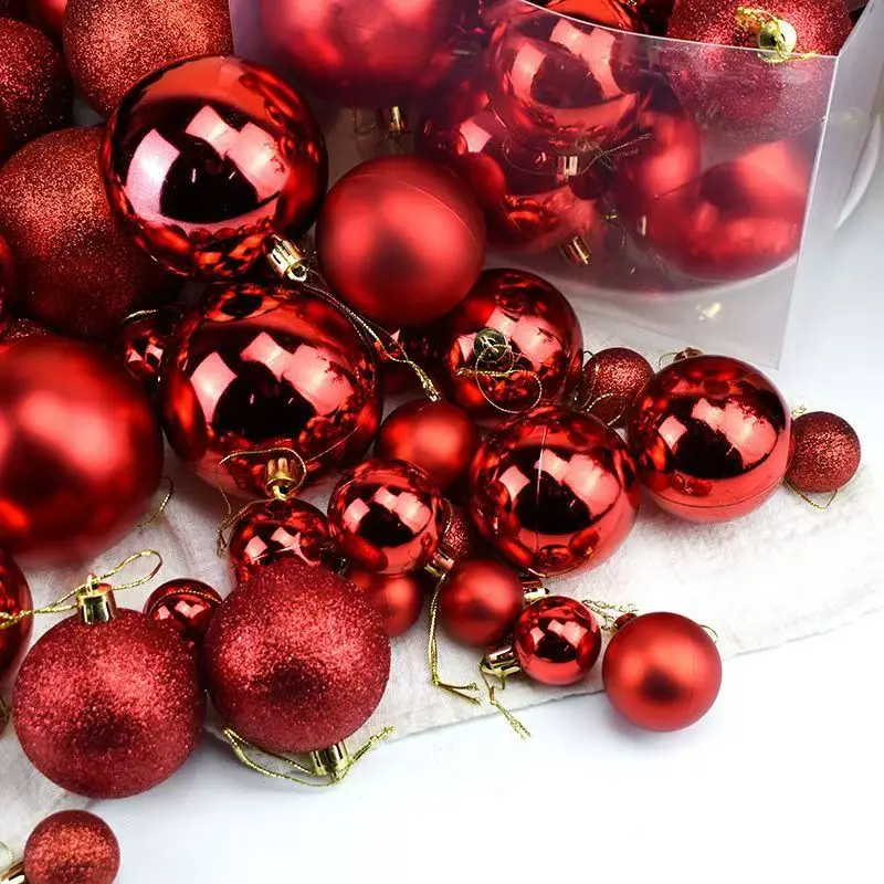 1/2/6/10Pcs 3/4/6/8cm Red Christmas Ball Christmas Tree Pendant Festive Atmosphere Decoration Shopping Mall Hotel Decoration