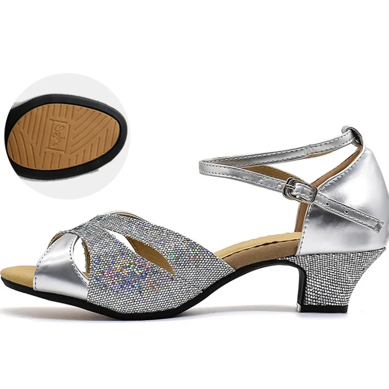 Mädchen Ballsaal frauen Latin Tango Tanz Schuhe Mit Hohen Absätzen 3,5 cm/5,5 cm Verkäufe Silber Gold Schwarz Blau Farbe großhandel