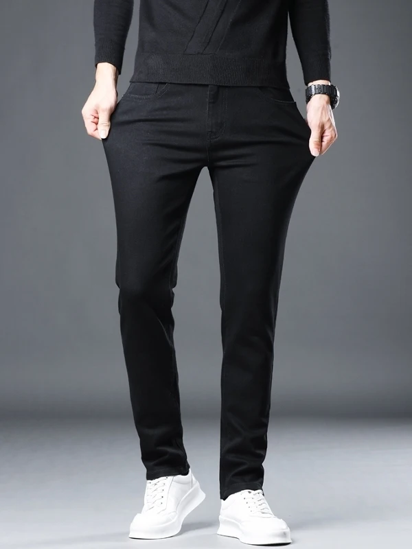 

Мужские джинсы Slim Fit в корейском стиле, весна-осень, новая модная коллекция, трендовые прямые джинсы, молодежные длинные брюки