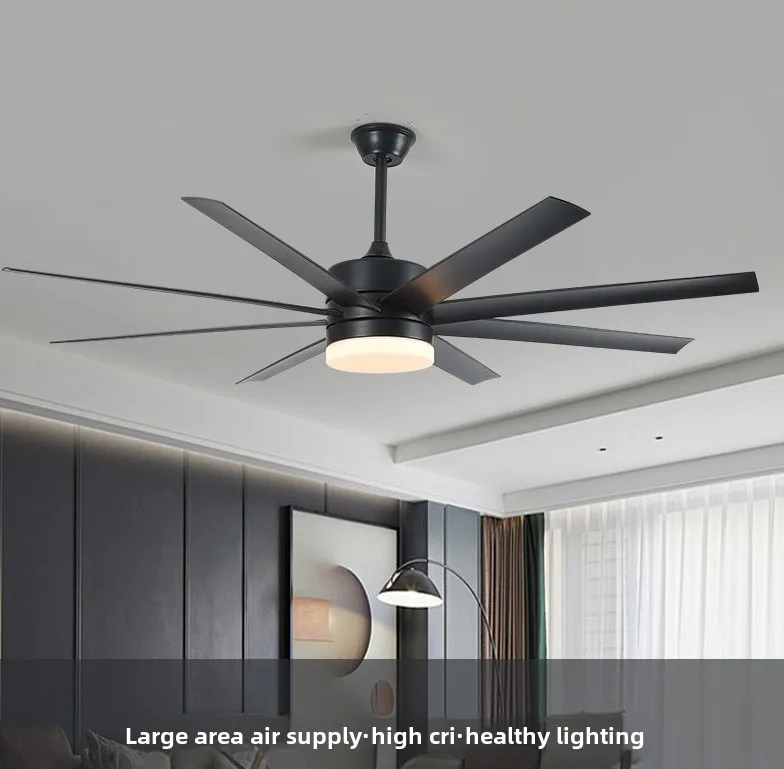 2026 72 Inch Ceiling Fan Large Black Ceiling Fan With LED Light Remote Quiet DC Motor 6 Speeds For Patio Garage Shop