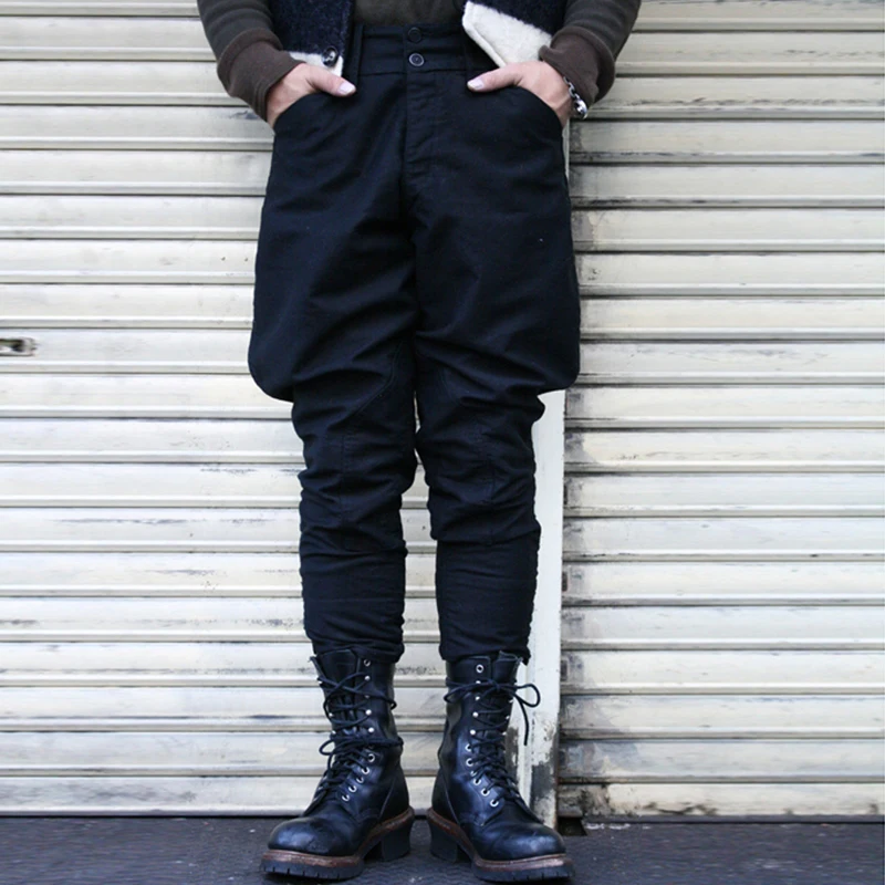 

Thiened Pure Cotton Autumn Winter Knight Pants Men Women Casual Loose Fit Leg a Trousers Vintage Sle Khaki Color