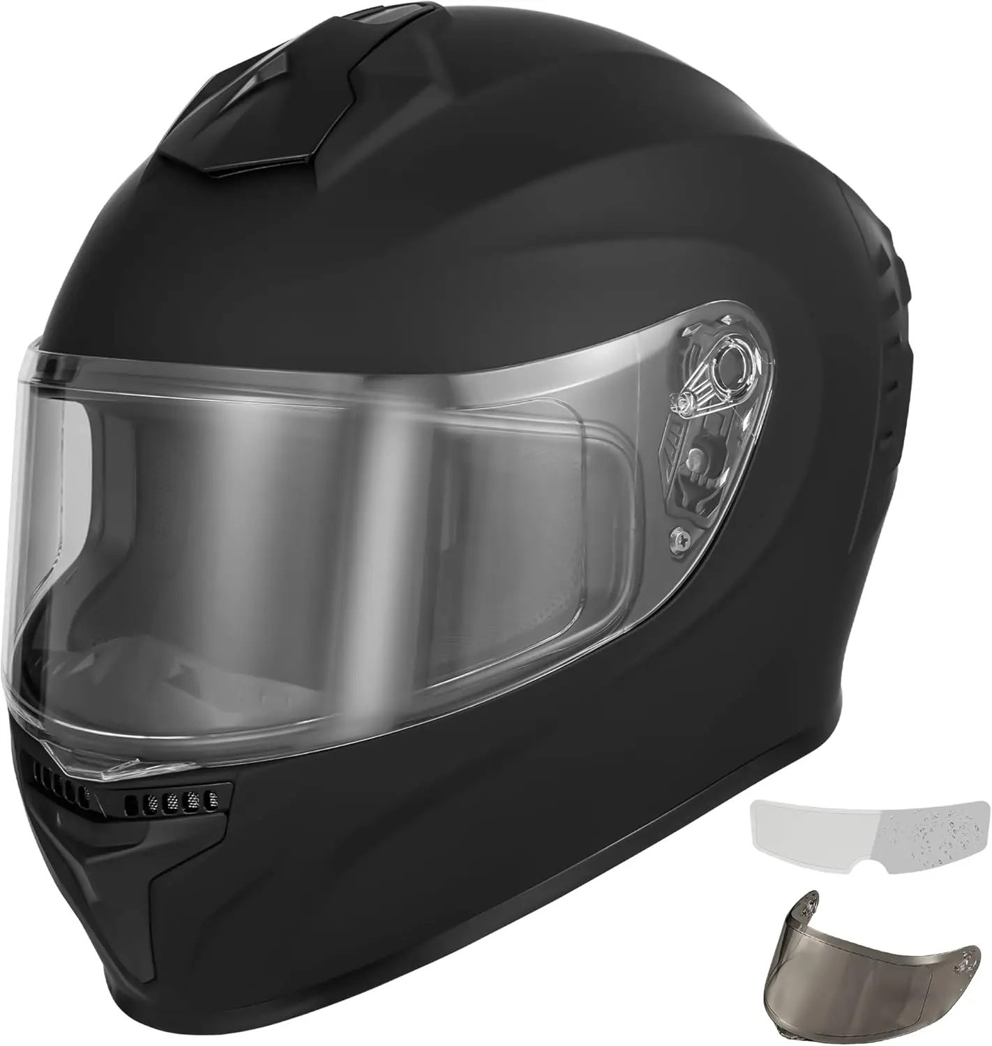 

Full Face Motorcycle Helmet with 2 Visors and Anti-fog Film, DOT Approved Street Bike Helmet for Adult Men Women (Black, X-Large