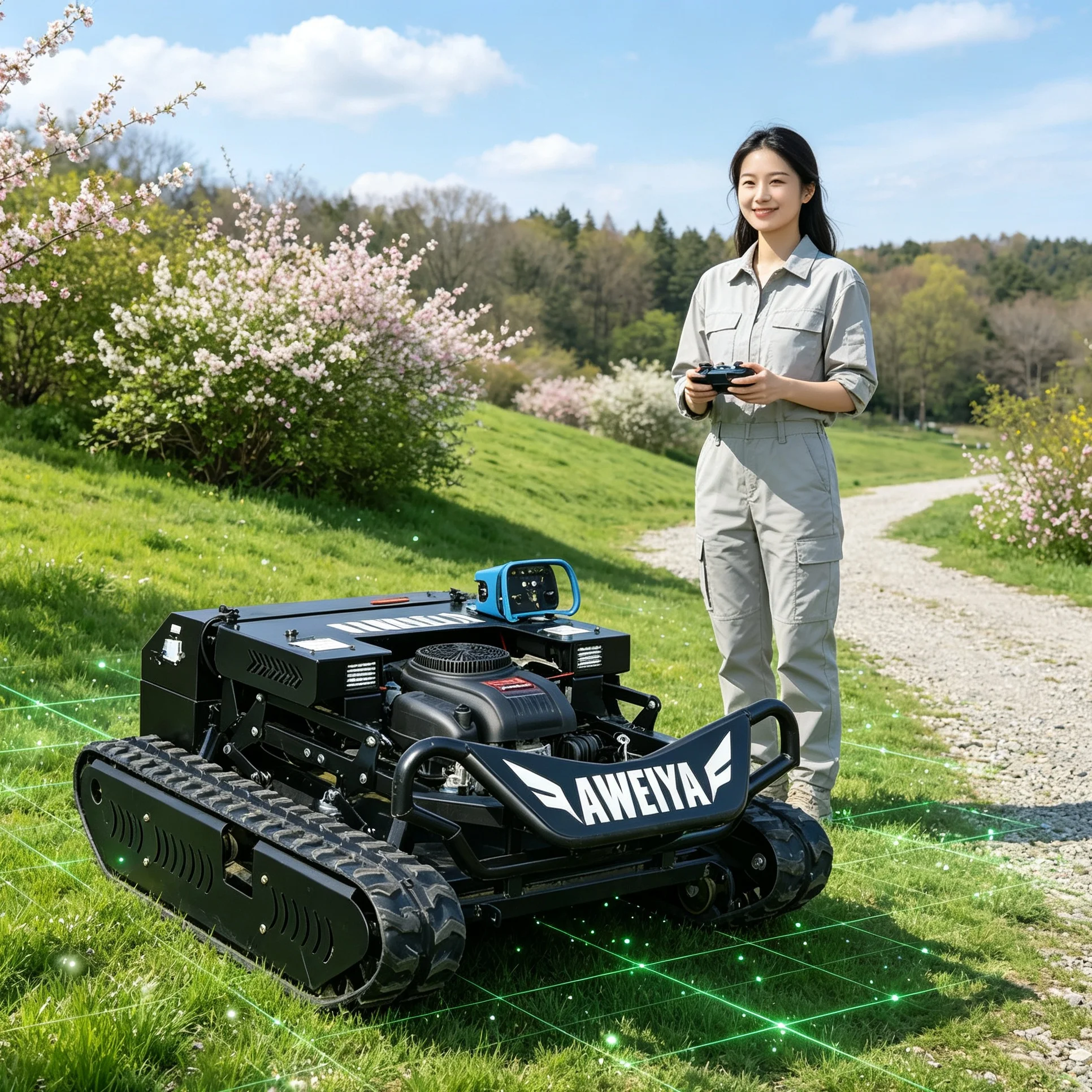 Customized 900 For Country Villa Lawn Tracked Self‑Propelled Lawn Mower, Snow Shovel Installable, Display Screen Equipped