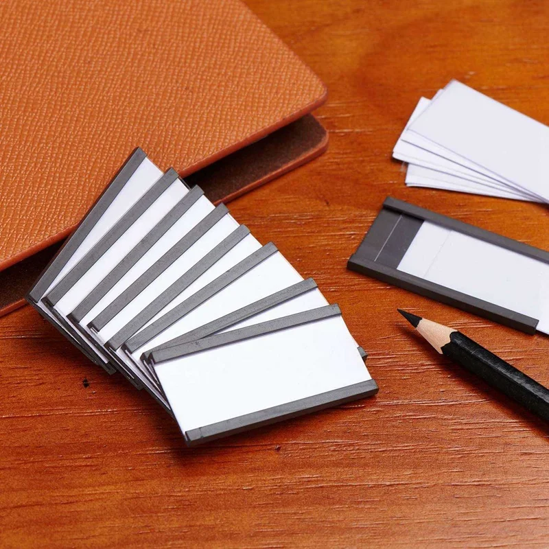 透明なプラスチックプロテクター、データカード、金属棚、1x2インチ、200個の磁気ラベルホルダー