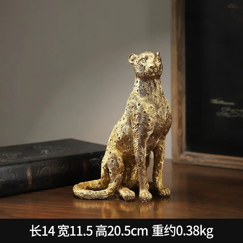High-End Leopard Animal Figurine Craft Decor for TV Stand Wine Cabinet Living Room Gift for Friends