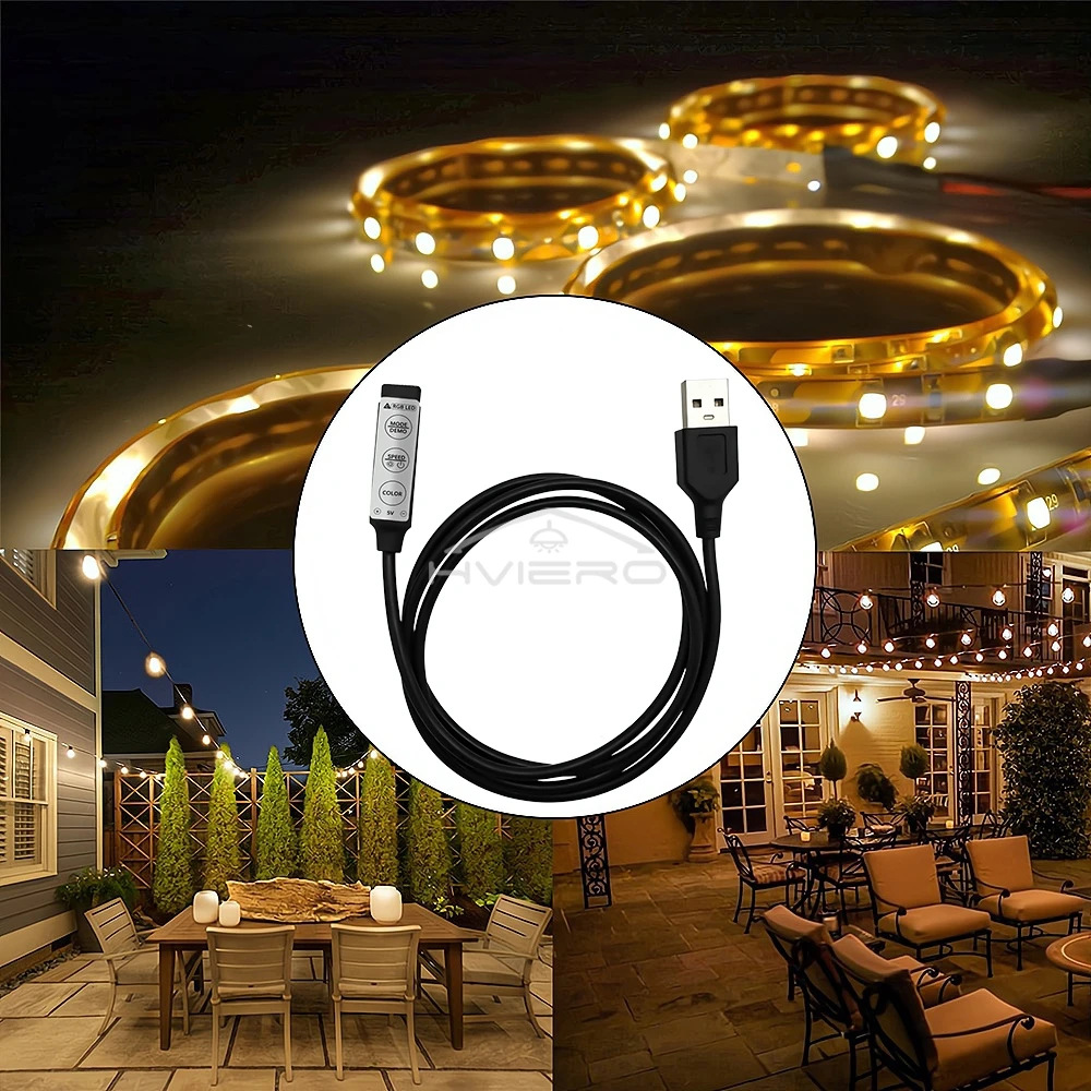 Pengendali RGB DC 5V saklar redup Led, 3Key 4Pin konektor Wanita lampu LED Strip warna 19 Mode dinamis dekorasi pencahayaan rumah