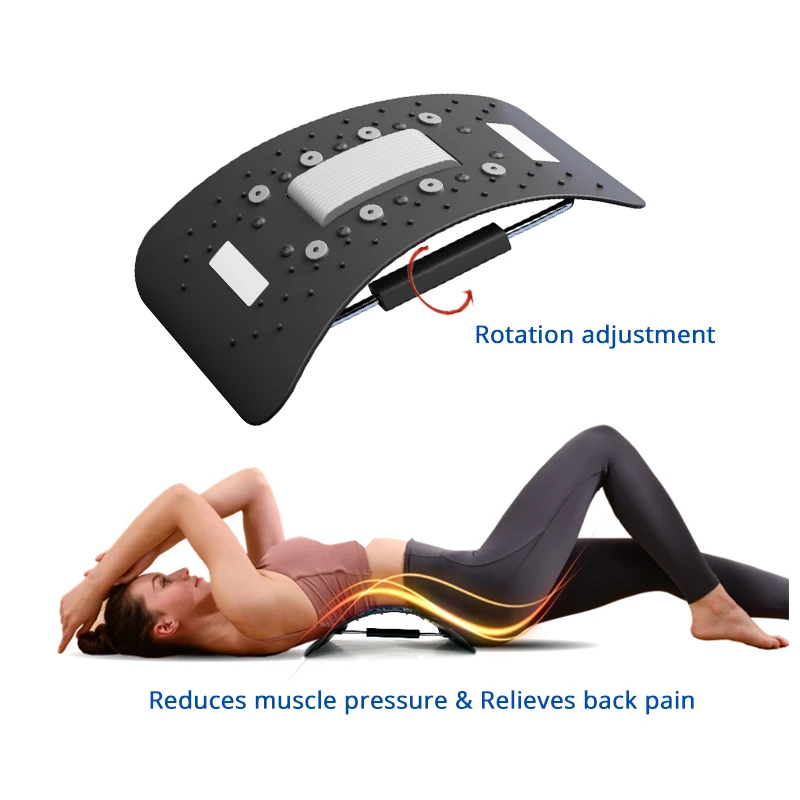 KLASVSA Back Stretcher Massage Stretch Lumbar Adjustable Base Pain Relief Fitness Massage