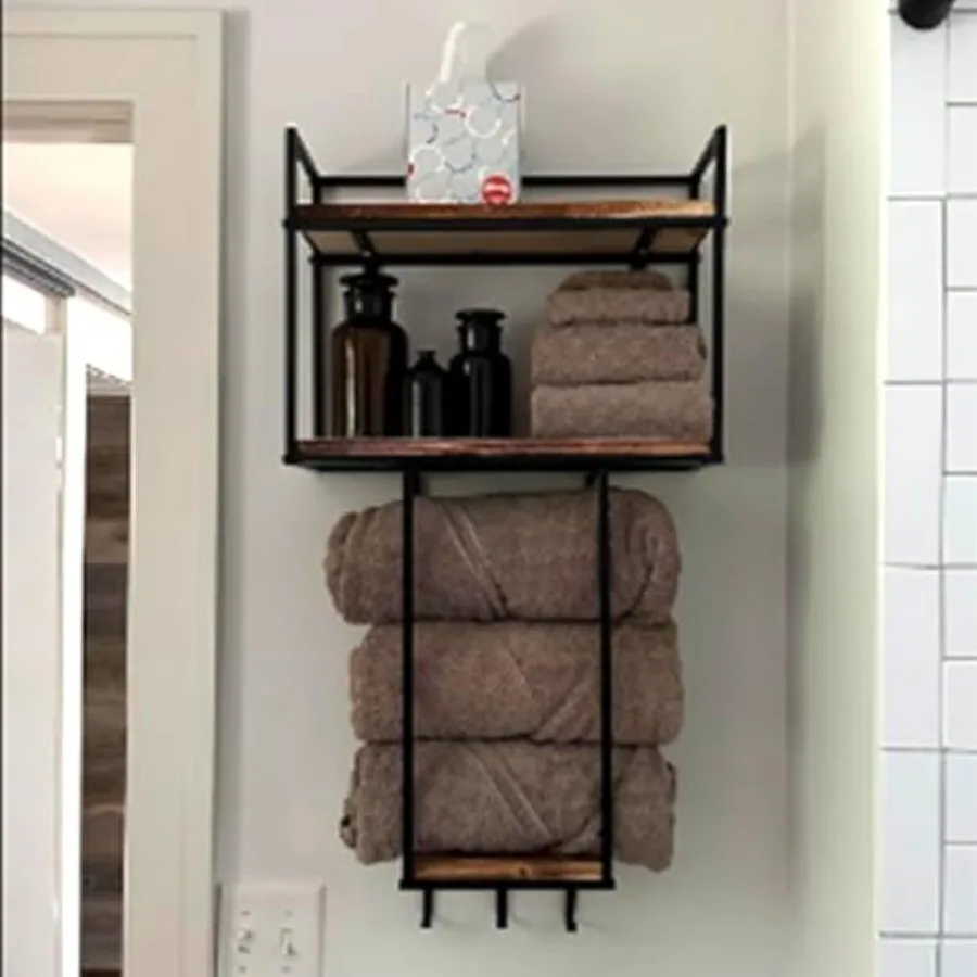 

Towel Rack Wall Mounted - Space-Saving Design for Small Bathrooms - Versatile Organizer for Towels Blankets and More - Ideal fo