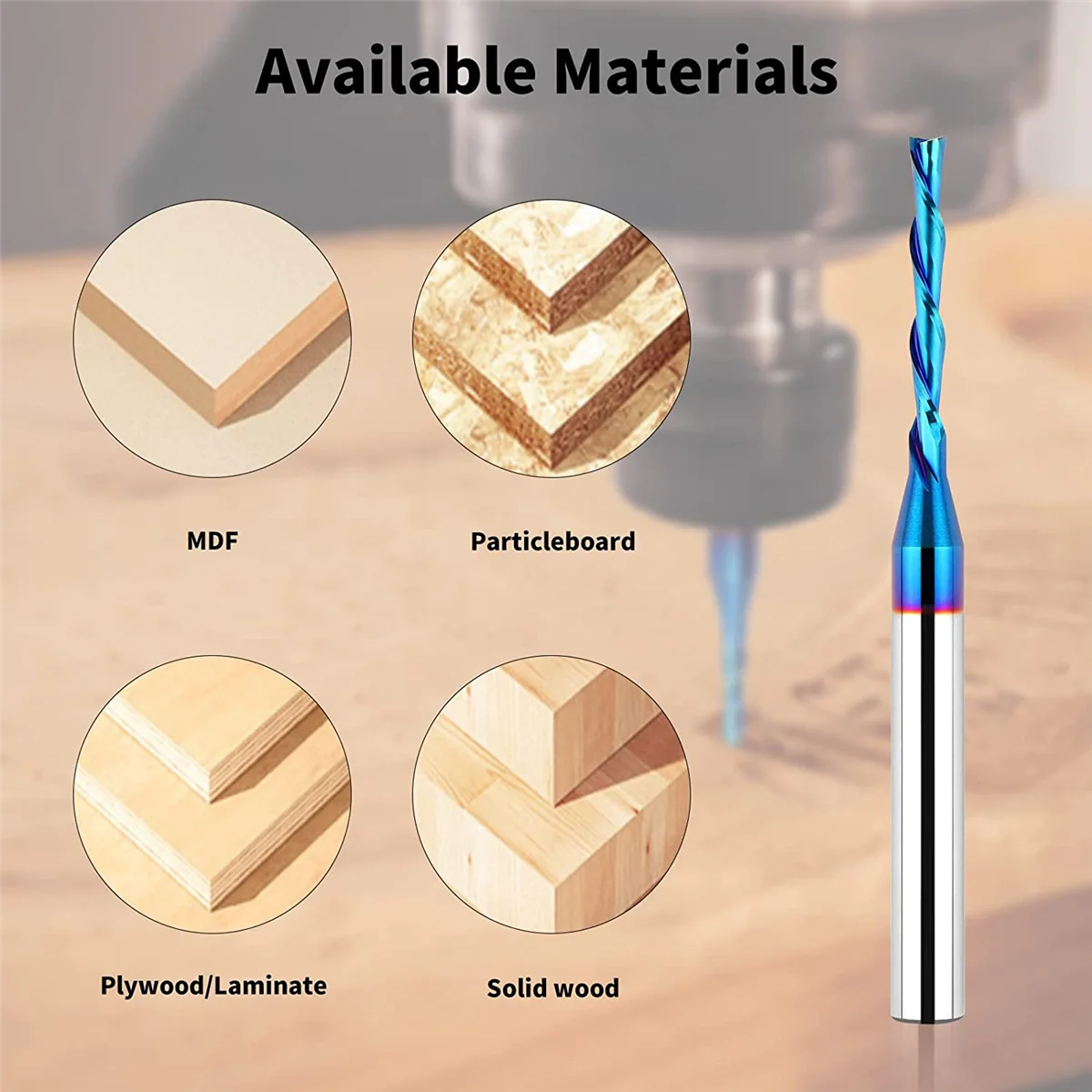 Downcut Spiral Router Bit 1/4 Inch ,1/8 Inch Cutting Diameter, Extra Long 3 Inch Solid Carbide for Wood Cut,Carving