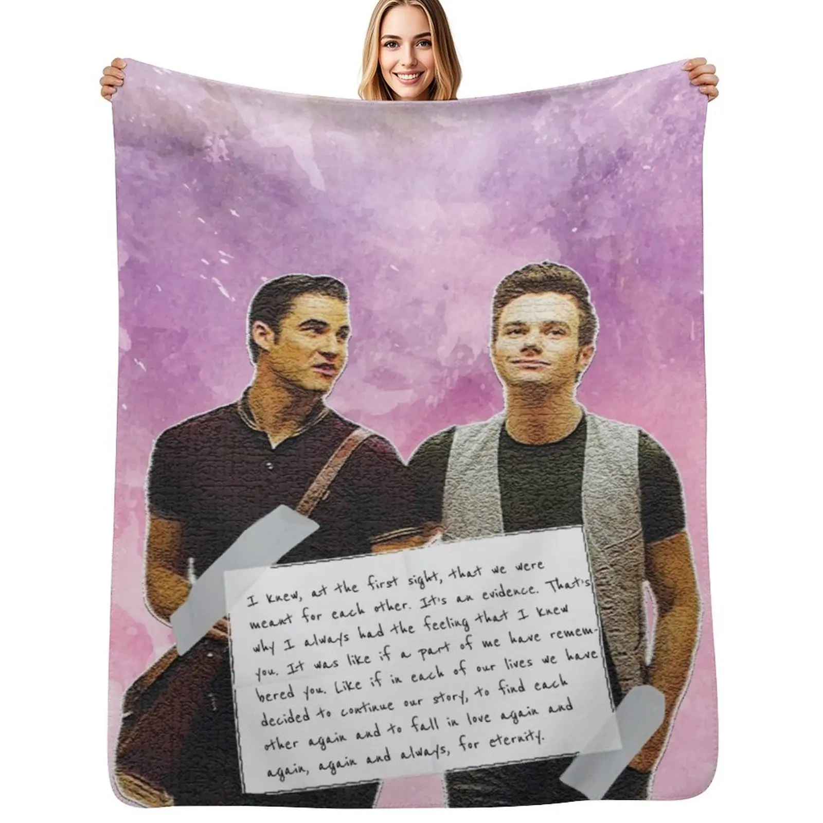 

Glee Klaine Watercolour Throw Blanket christmas gifts Flannel Fabric Hairys Blankets