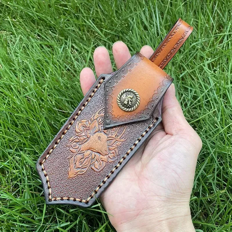 

15cm Universal Folding Knife Leather Sheeth Scabbard Outdoor Knife Holsters Portable Knife Scabbard Safe Cover Home&Outdoor