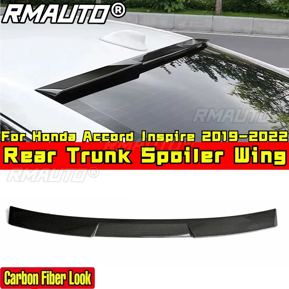 

Roof Spoiler Carbon Fiber Look Blade Style For Honda Accord Inspire 2019-2022 Exterior Part Rear Trunk Spoiler Car Accessories