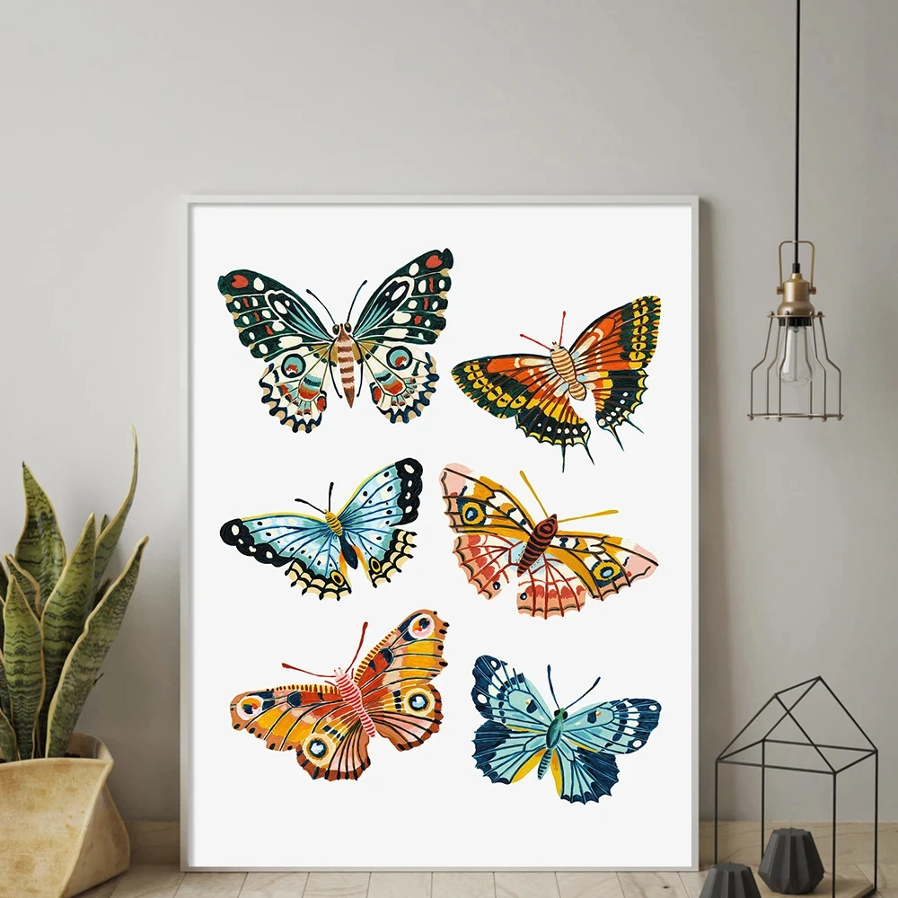 Ladybird Identification Caterpillar Spring Moth Posters and Prints Wall Art Canvas Painting Wall Pictures for Living Room Home