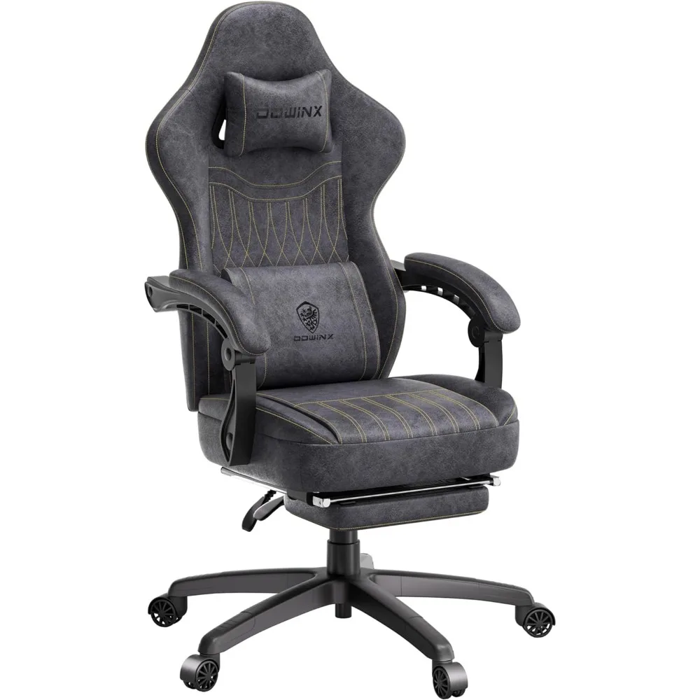 Dowinx Gaming Chair Breathable PU Leather Gamer Chair with Pocket Spring Cushion, Ergonomic Computer Chair with Massage Lumbar