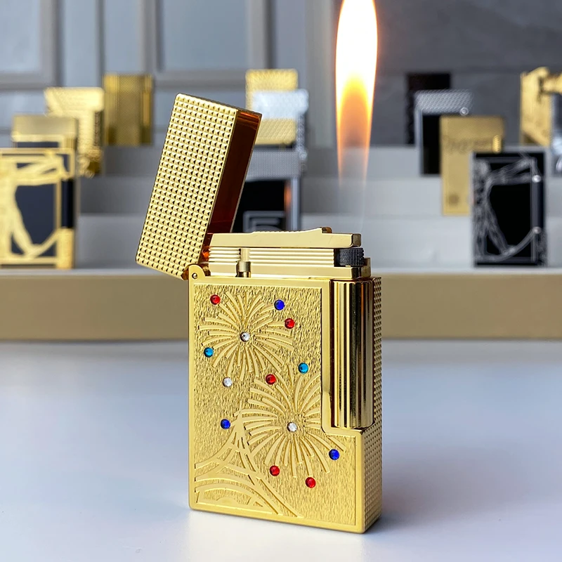 

New commemorative edition single and double flame luxury lighter Ping Sound natural paint cigarette smoking butane lighter 18095