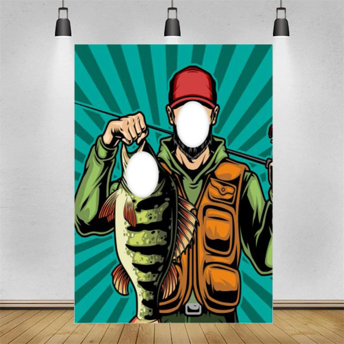 

Fisherman Banner Backdrop Pretend Play Party Game Photo Gone Fishing Theme Decor for Kid Boy Girl 1st Birthday Party Background