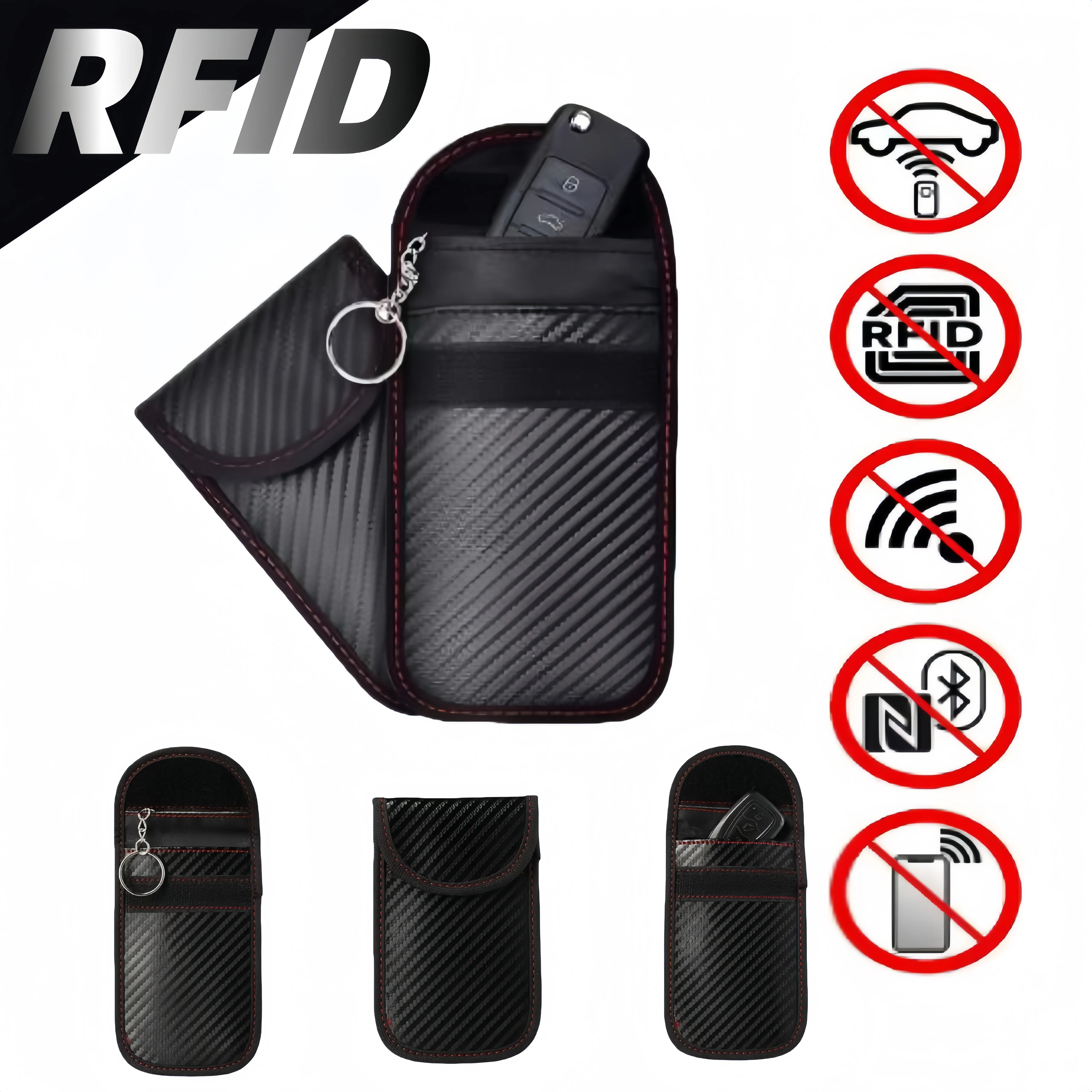 Car Key Faraday Cage Signal Blocker Pouch Universal RFID Shielding Anti Theft Secure Storage for Remote Controls