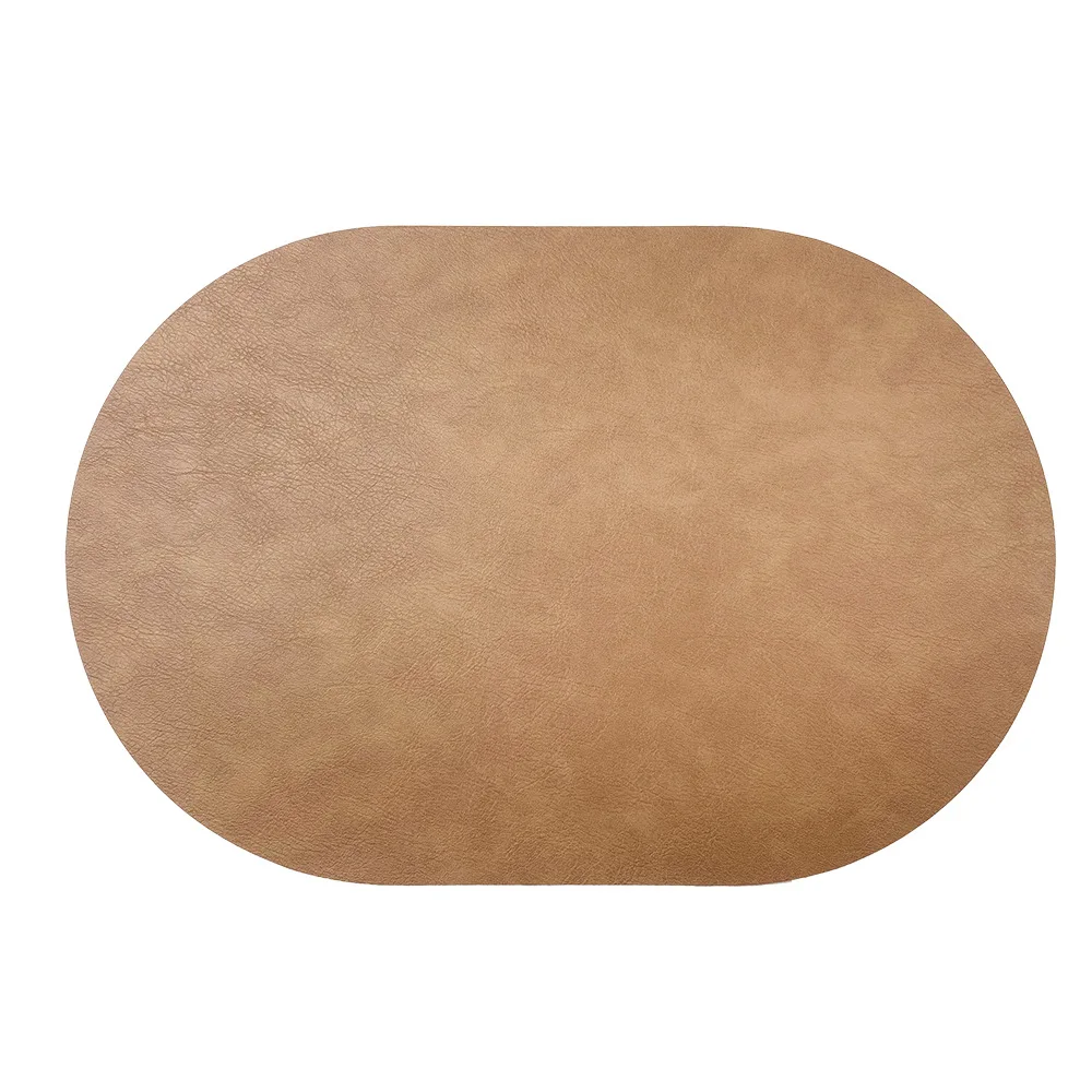 Mantel Individual ovalado de cuero PU con estampado de piel de vaca de doble cara, estilo nórdico, impermeable, resistente al aceite, decoración de mesa de comedor para Hotel y hogar
