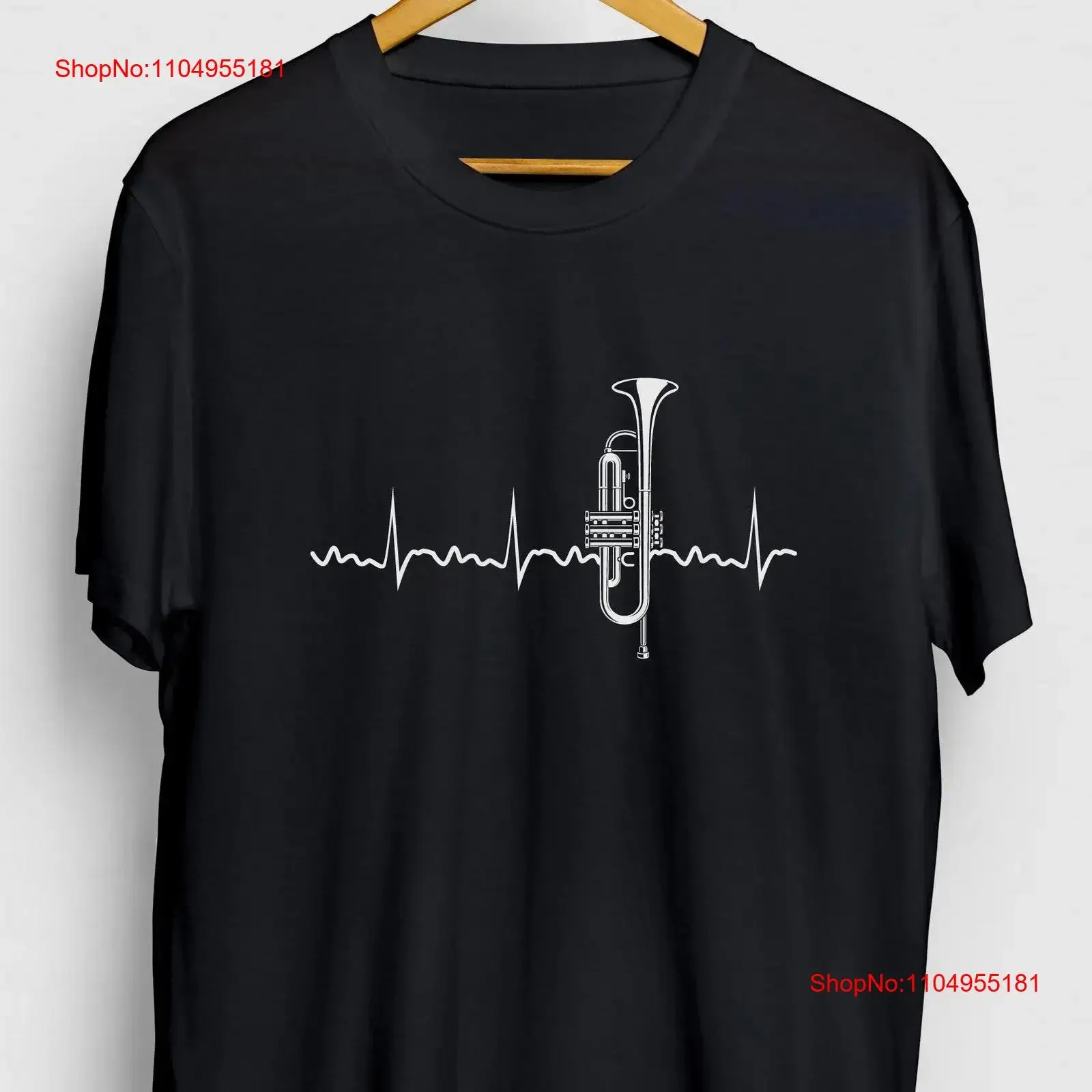 

Труба Heartbeat Забавная футболка Trumpeter Футболка с инструментами Молодежная винтажная стираная повседневная дизайнерская одежда Мягкая графика Растянутая