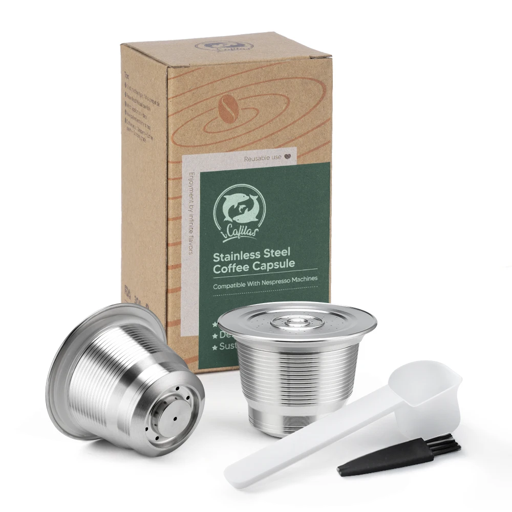 Nespresso wiederverwendbare Kaffeekapsel aus Edelstahl, nachfüllbare Filter, Espressotasse, passend für Inissia und Pixie Kaffeemaschine