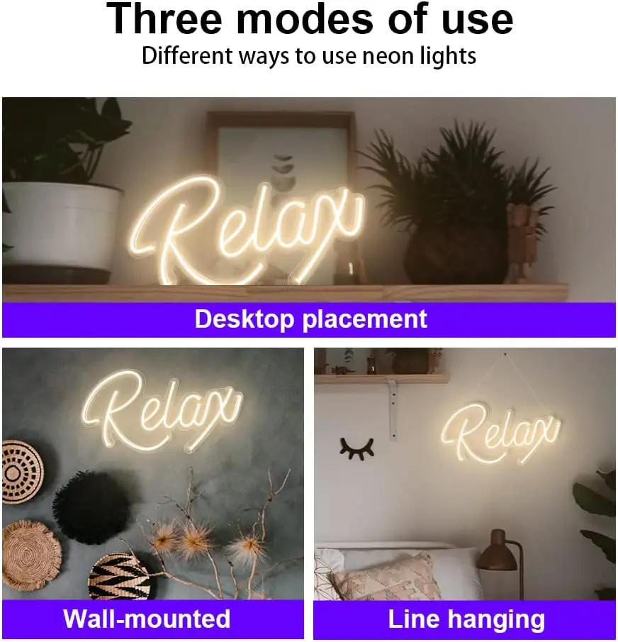 علامة نيون للاسترخاء، زخارف فنية فريدة من نوعها مع مفتاح، علامات استرخاء نيون تعمل بمنفذ USB 5 فولت لديكور الحائط، غرفة النوم، غرفة المعيشة،