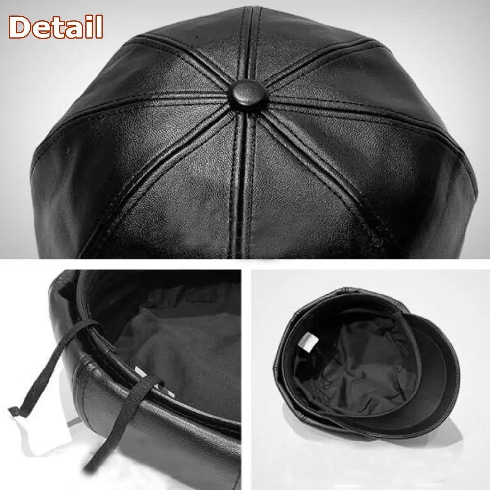 Casual Fashion Peaked Cap Ladies Women Girls Leather Baker Boy Peaked Cap Newsboy Hat